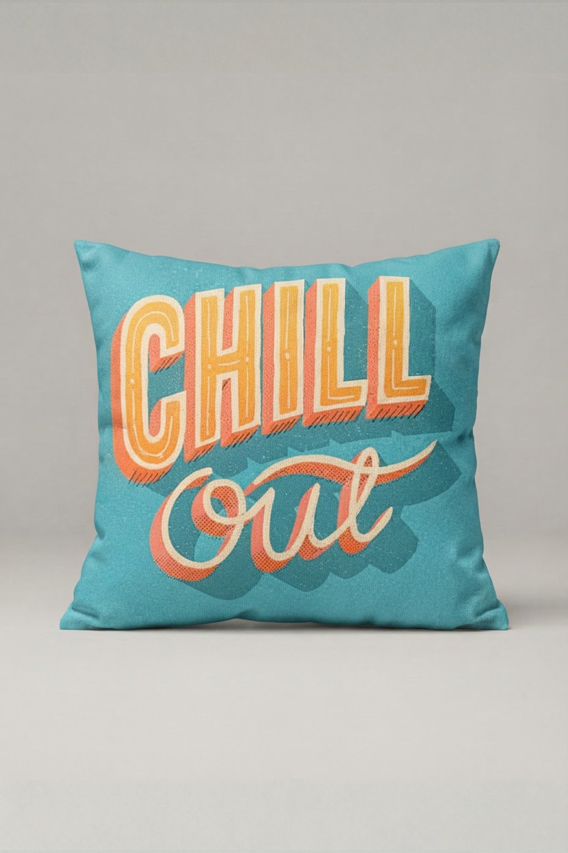 Turkuaz Chill Out Yazılı Kırlent Kılıfı 226 – Chill Out Club Tasarım 45x45 cm ürün görseli 1