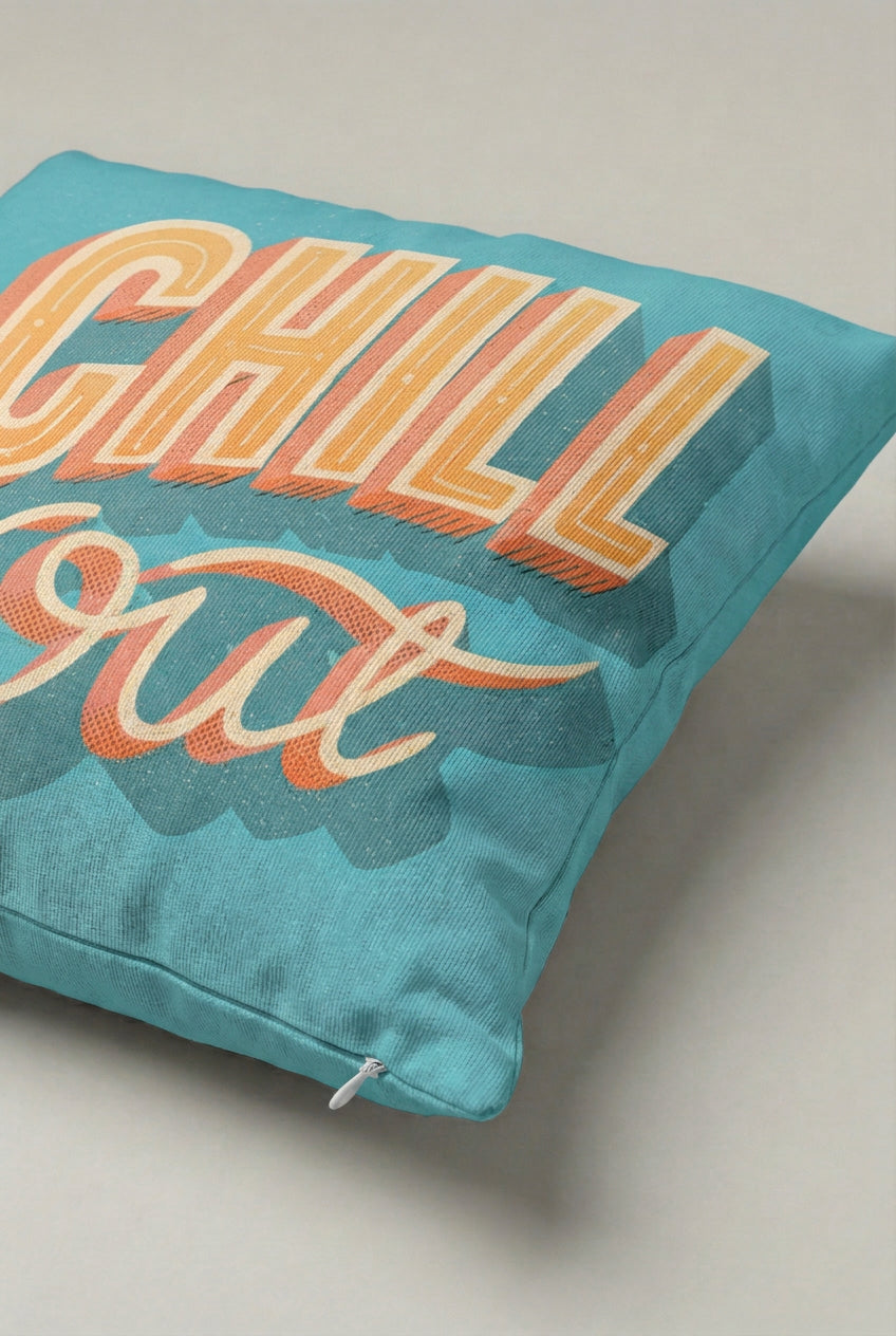 Turkuaz Chill Out Yazılı Kırlent Kılıfı 226 – Chill Out Club Tasarım 45x45 cm ürün görseli 2