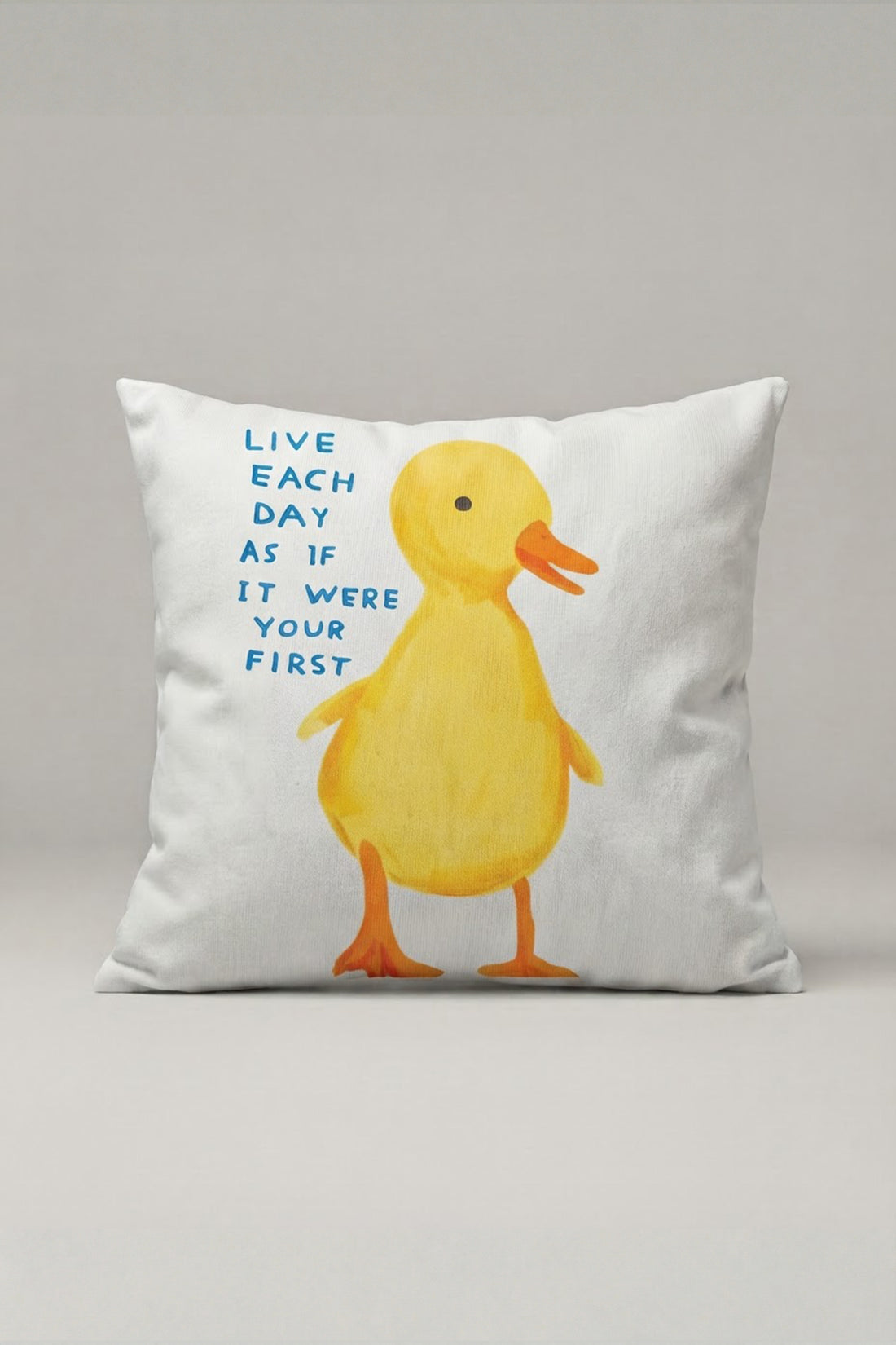 Sarı Ördek ve Motivasyon Yazılı Kırlent Kılıfı 230 – First Step Duck Tasarım 45x45 cm ürün görseli 1