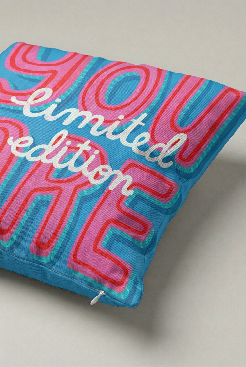 Neon You Limited Edition Yazılı Kırlent Kılıfı 241 – Limited Edition Tasarım 45x45 cm ürün görseli 2