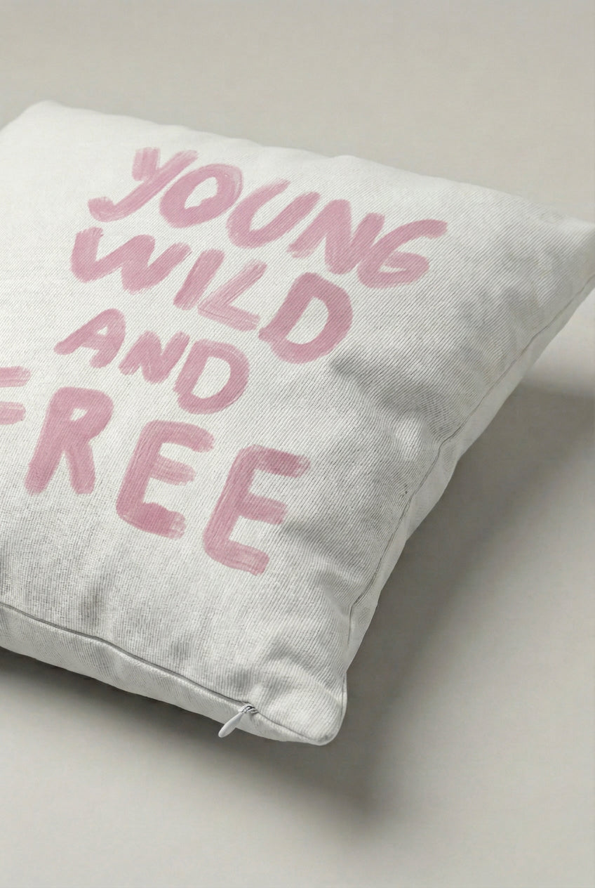 Young Wild And Free Yazılı Kırlent Kılıfı 242 – Wild And Free Tasarım 45x45 cm ürün görseli 2