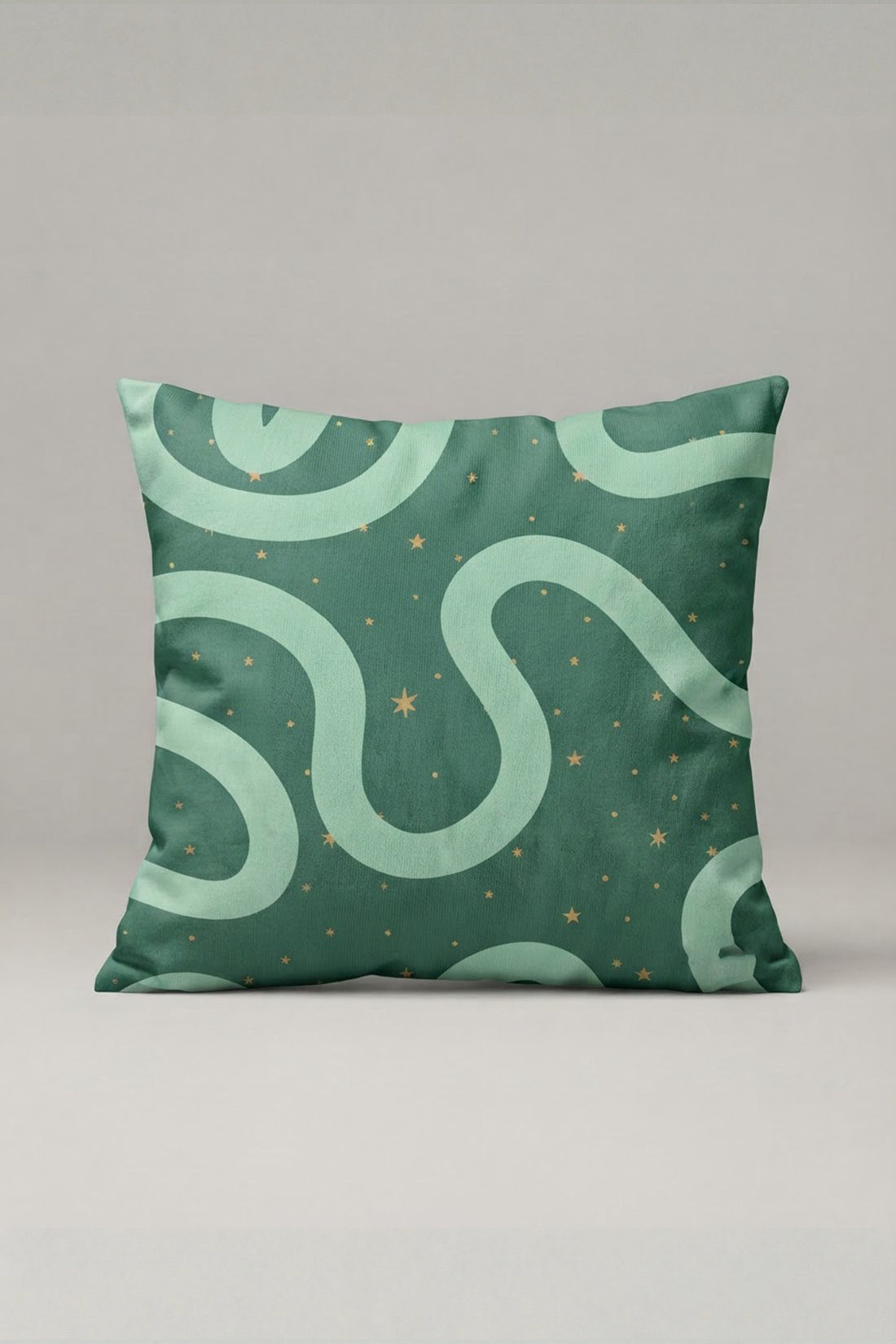 Yeşil Tonlu Soyut Dalgalı Desenli Kırlent Kılıfı 246 – Sage Waves Tasarım 45x45 cm ürün görseli 1