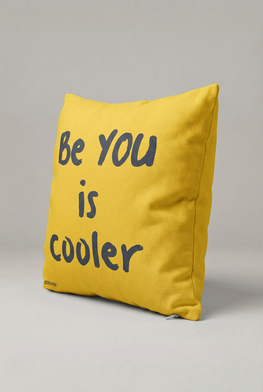Sarı Be You Is Cooler Yazılı Kırlent Kılıfı 248 – Be You Cooler Tasarım 45x45 cm ürün görseli 2