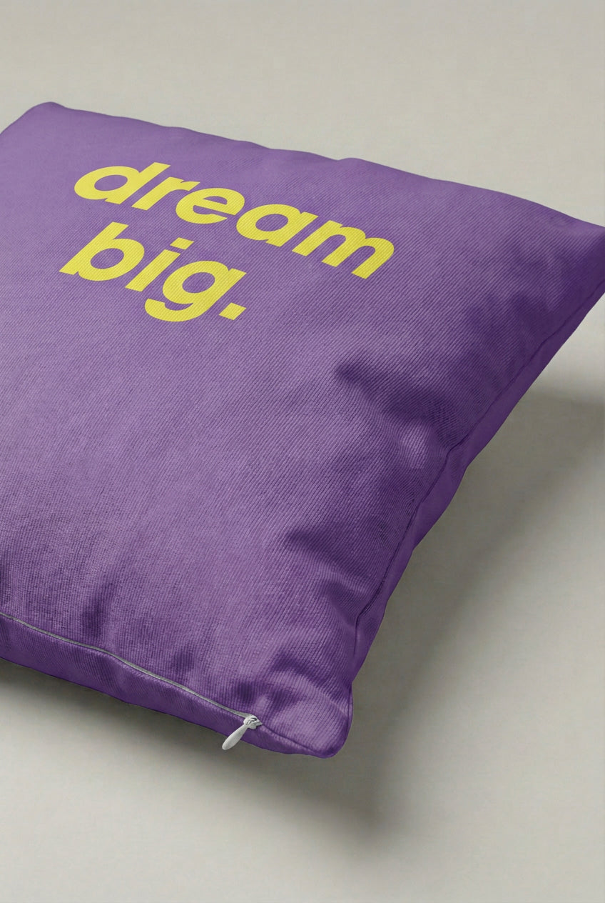Mor Dream Big Yazılı Kırlent Kılıfı 252 – Dream Big Purple Tasarım 45x45 cm ürün görseli 2
