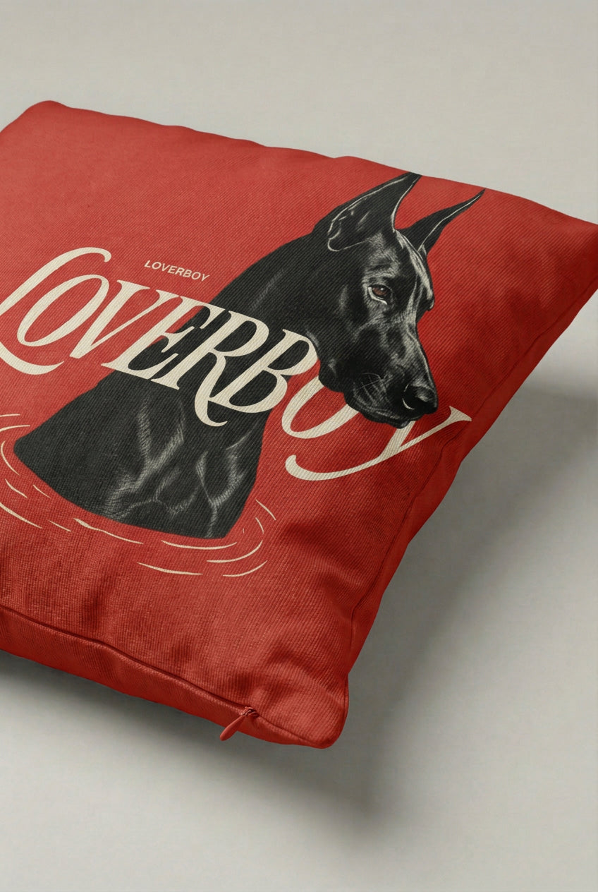 Kırmızı Lover Boy Köpek Desenli Kırlent Kılıfı 254 – Lover Boy Dog Tasarım 45x45 cm ürün görseli 2