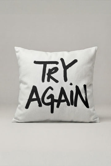 Try Again Yazılı Kırlent Kılıfı 256 – Try Again Tasarım 45x45 cm ürün görseli 1