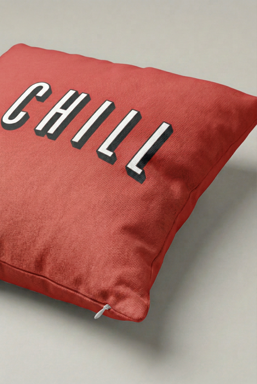 Kırmızı Chill Yazılı Kırlent Kılıfı 264 – Chill Red Tasarım 45x45 cm ürün görseli 2
