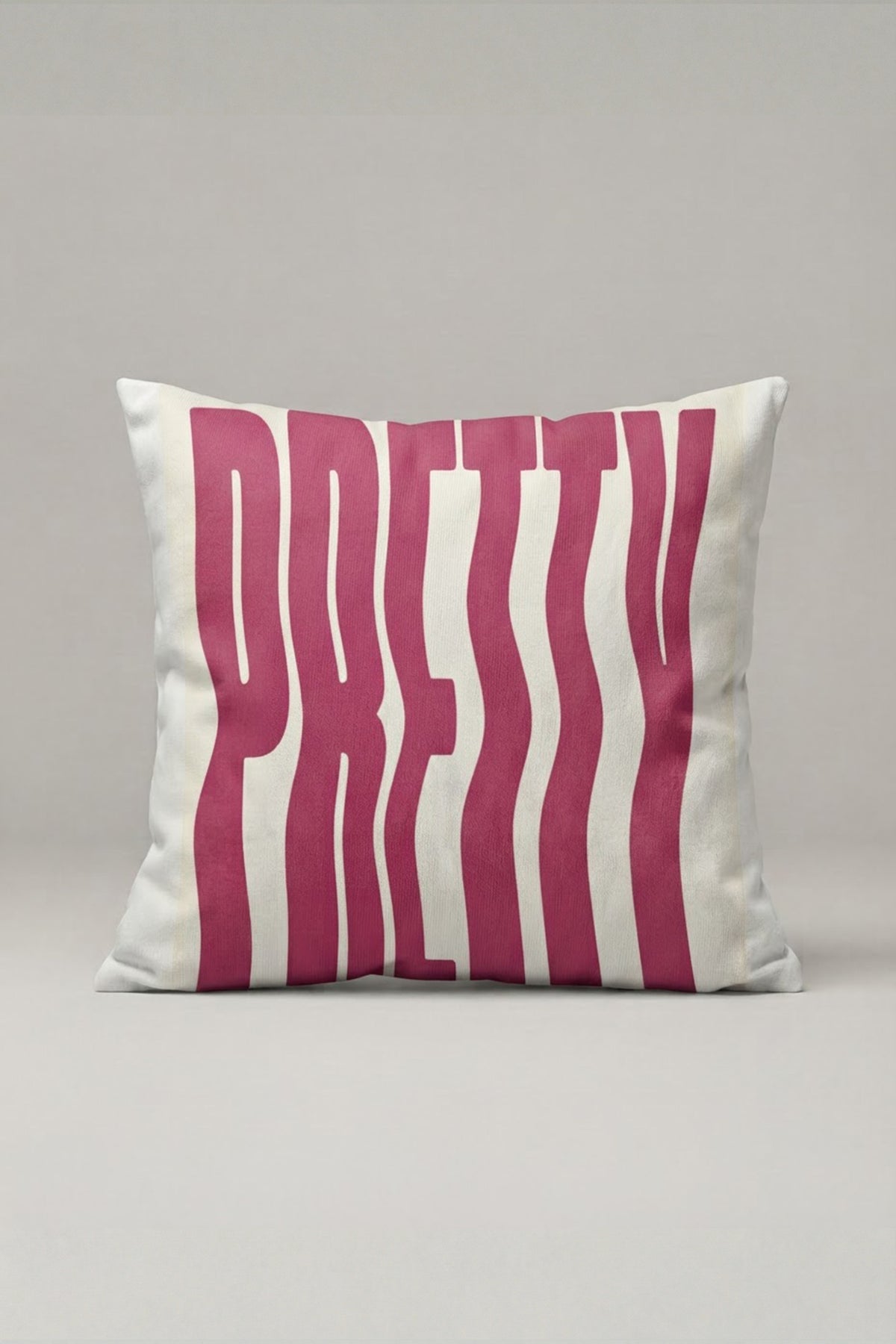 Fuşya Dalgalı Pretty Yazılı Kırlent Kılıfı 268 – Pretty Wave Tasarım 45x45 cm ürün görseli 1