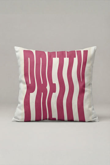 Fuşya Dalgalı Pretty Yazılı Kırlent Kılıfı 268 – Pretty Wave Tasarım 45x45 cm ürün görseli 1