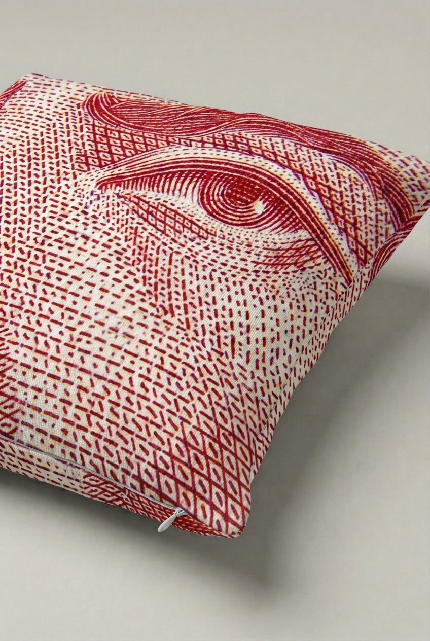 Kırmızı Sanatsal Göz Desenli Kırlent Kılıfı 276 – Crimson Eye Tasarım 45x45 cm ürün görseli 2