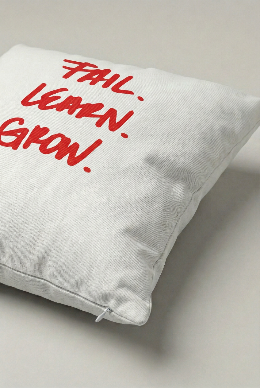Fail Learn Grow Yazılı Kırlent Kılıfı 277 – Learn And Grow Tasarım 45x45 cm ürün görseli 2