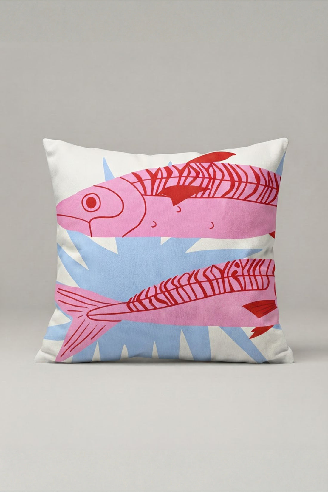 Pembe Mavi Balık Desenli Kırlent Kılıfı 285 – Pink Ocean Fish Tasarım 45x45 cm ürün görseli 1