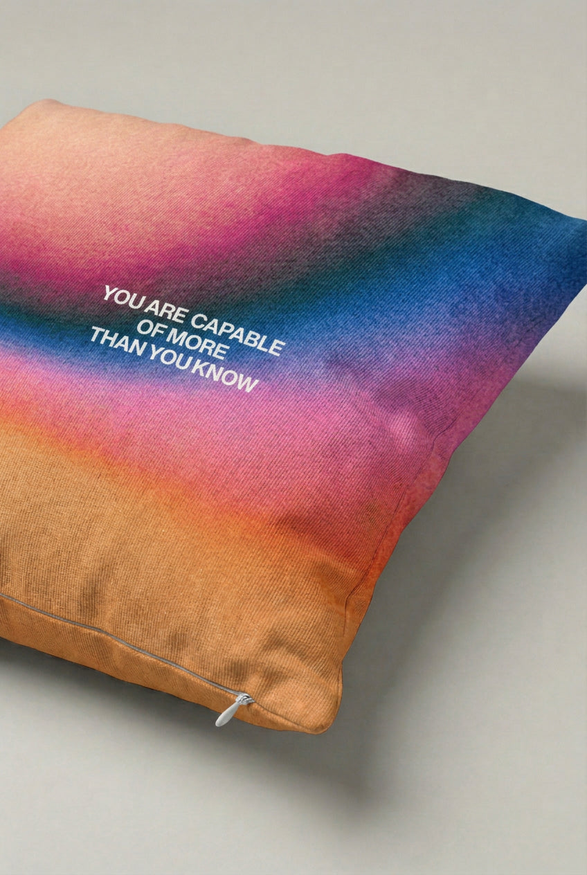 Renkli Degrade Motivasyon Yazılı Kırlent Kılıfı 298 – Capable Gradient Tasarım 45x45 cm ürün görseli 2