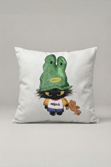 Yeşil Karikatür Timsah Desenli Kırlent Kılıfı 307 – Funny Crocodile Tasarım 45x45 cm ürün görseli 1