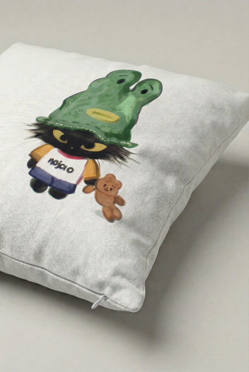 Yeşil Karikatür Timsah Desenli Kırlent Kılıfı 307 – Funny Crocodile Tasarım 45x45 cm ürün görseli 2