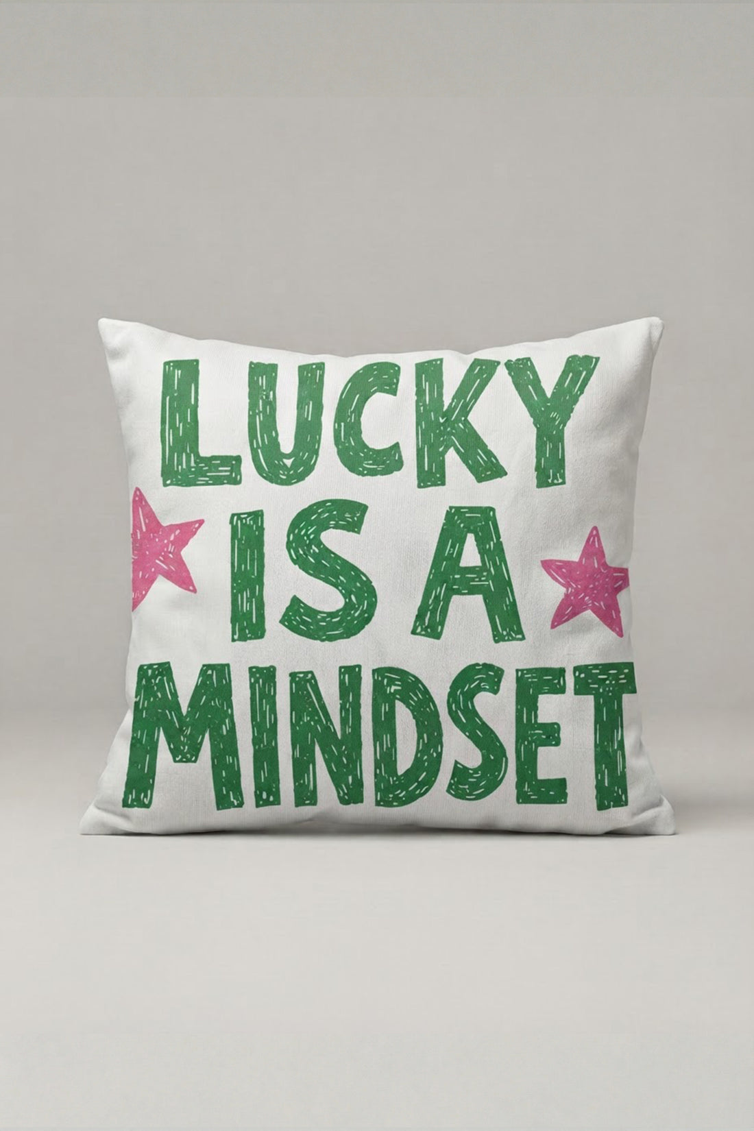 Lucky Is A Mindset Yazılı Kırlent Kılıfı 308 – Lucky Mindset Tasarım 45x45 cm ürün görseli 1