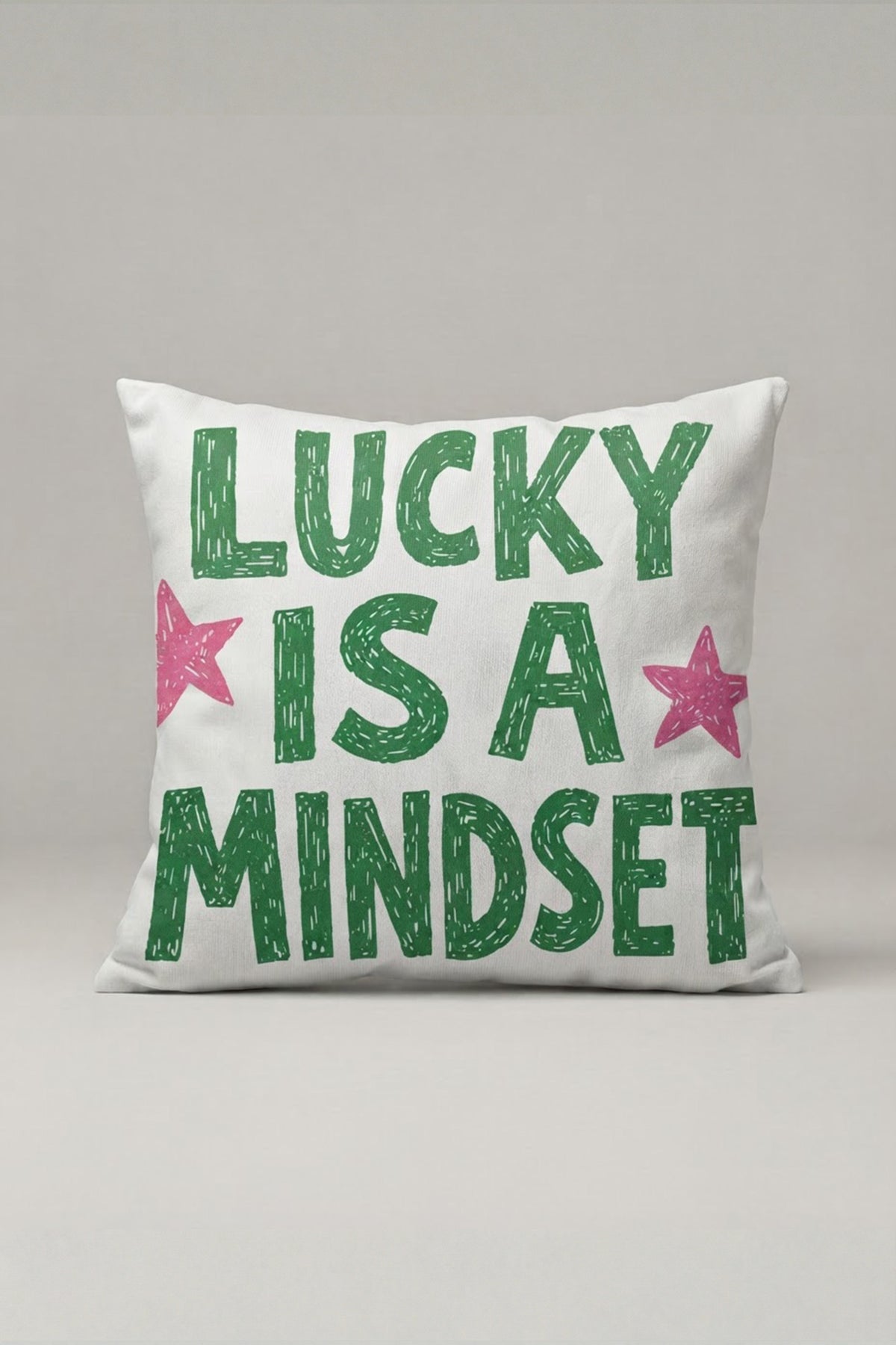 Lucky Is A Mindset Yazılı Kırlent Kılıfı 308 – Lucky Mindset Tasarım 45x45 cm ürün görseli 1