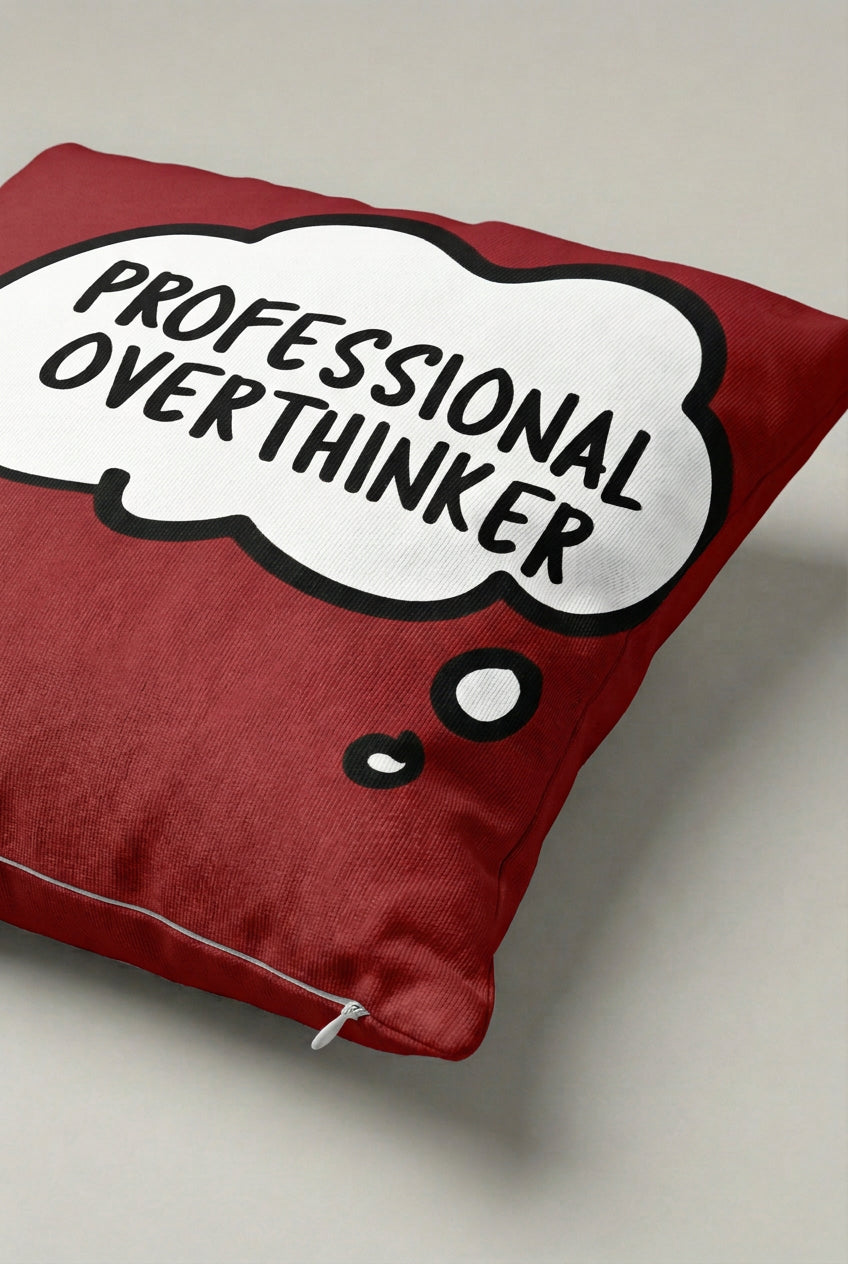 Kırmızı Professional Overthinker Yazılı Kırlent Kılıfı 310 – Overthinker Club Tasarım 45x45 cm ürün görseli 2