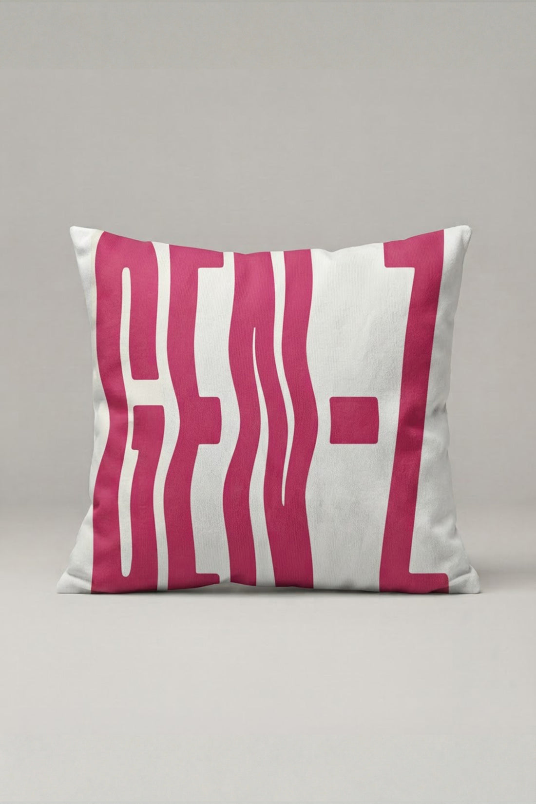 Fuşya Dalgalı Gen Z Yazılı Kırlent Kılıfı 311 – Gen Z Wave Tasarım 45x45 cm ürün görseli 1