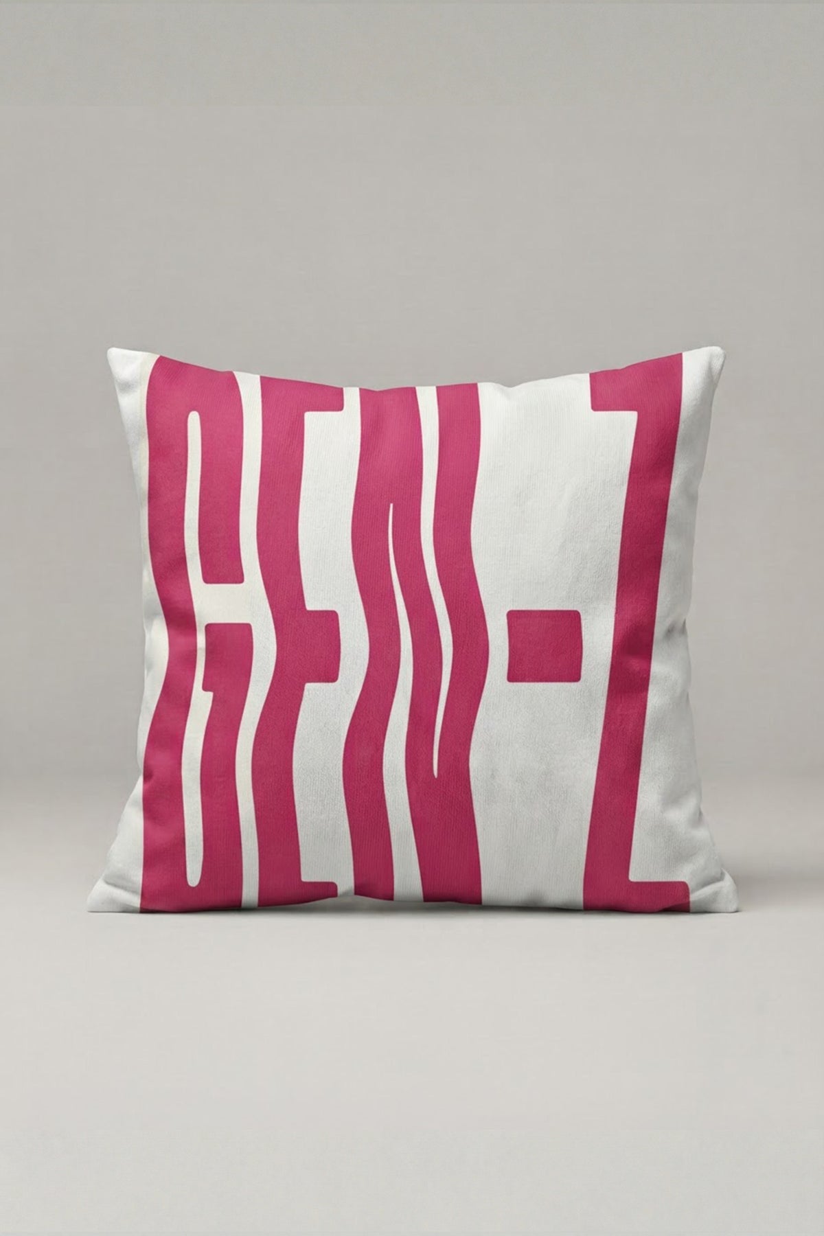 Fuşya Dalgalı Gen Z Yazılı Kırlent Kılıfı 311 – Gen Z Wave Tasarım 45x45 cm ürün görseli 1